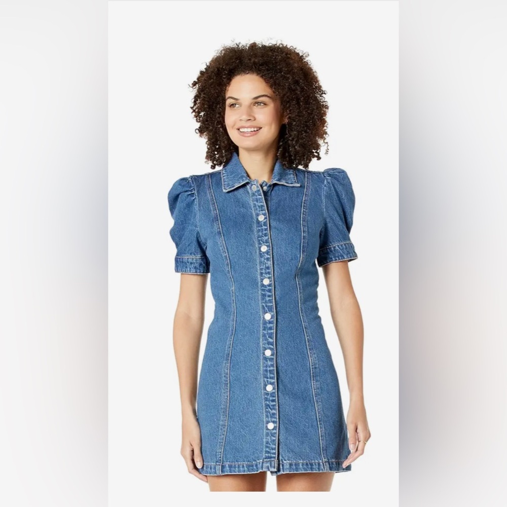Blanknyc Walk In The Park Blue Denim Snap‎ Shirt Mini Dress Size Large New